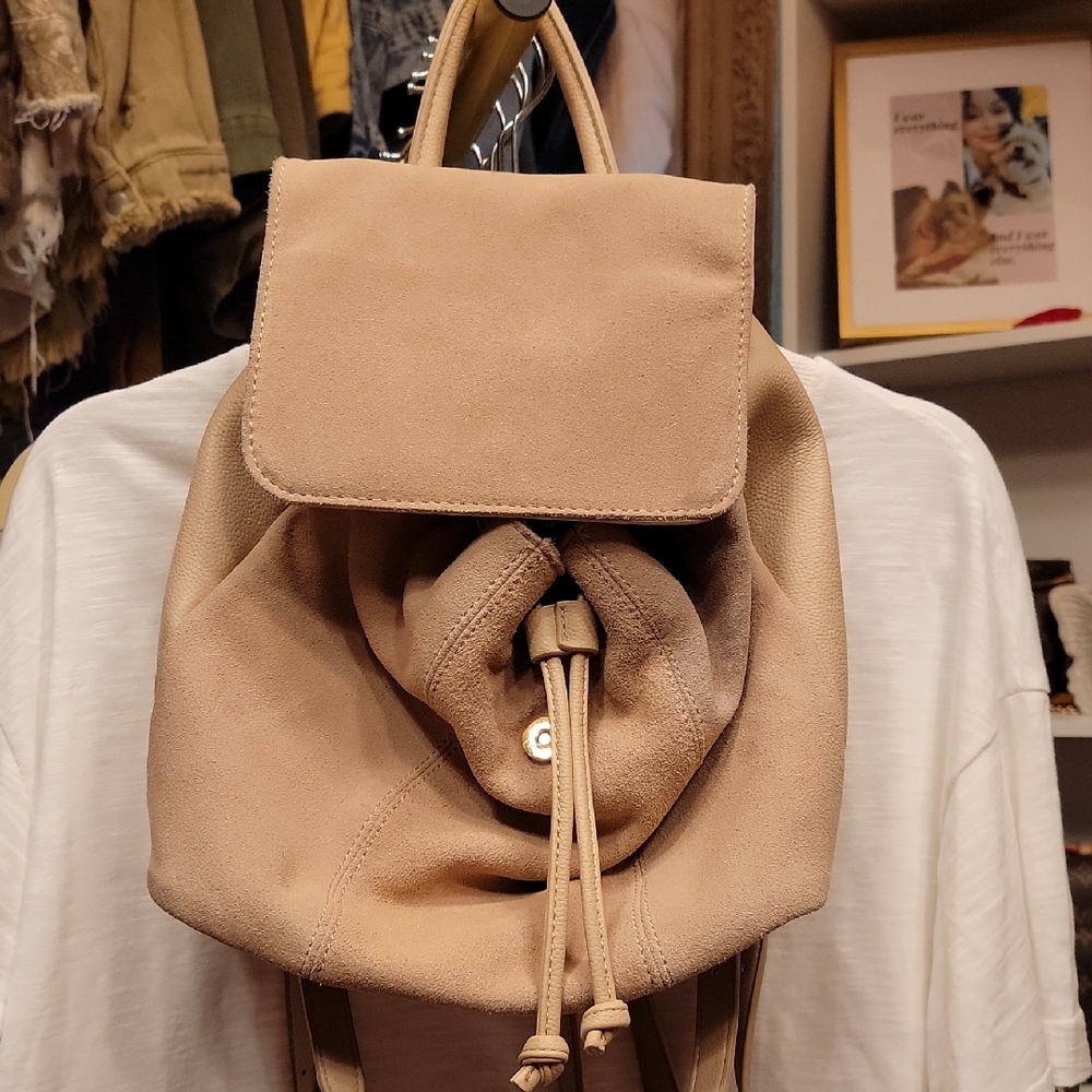 Tan Suede Backpack